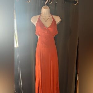 Orange Halter Maxi Dress